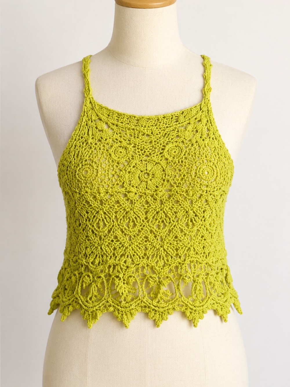 Crochet Floral Lace Crop Tank Top Boho Festival Swim Cover Summer Beach Yellow